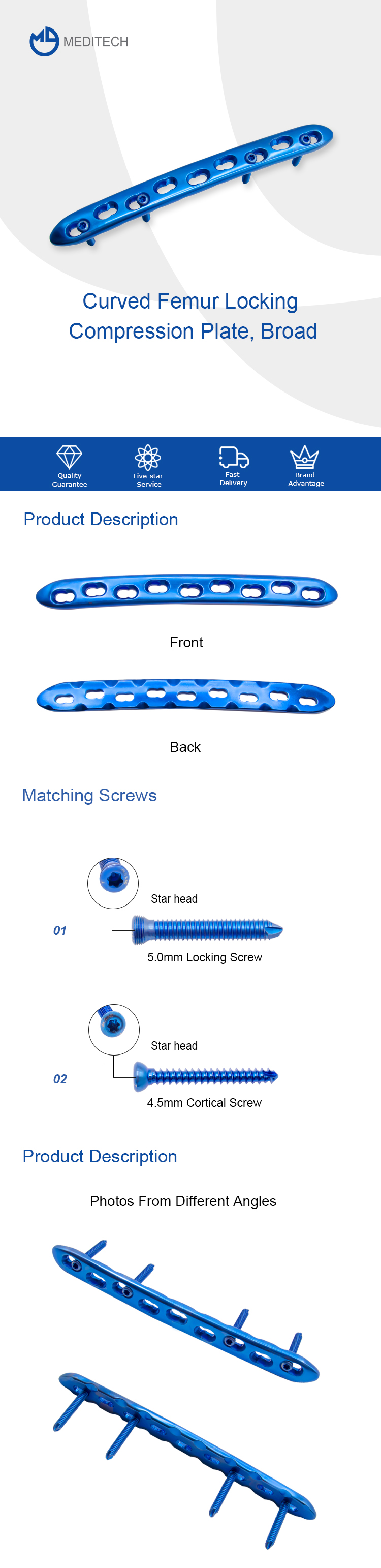 Curved Femur Locking Compression Plate(Broad)