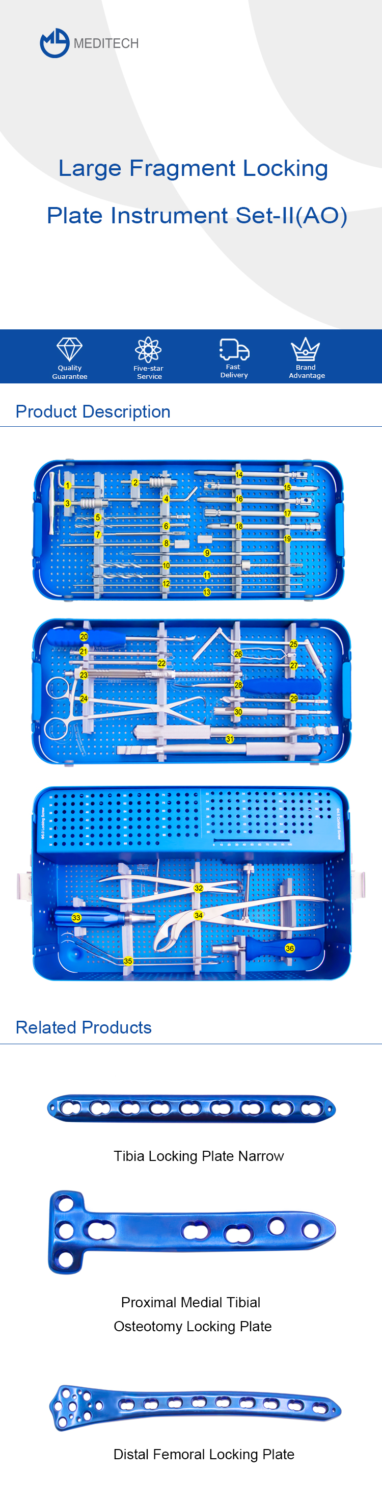 Set instrumen plat pengunci serpihan besar (AO)